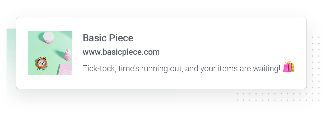 Web notification with abandoned cart message