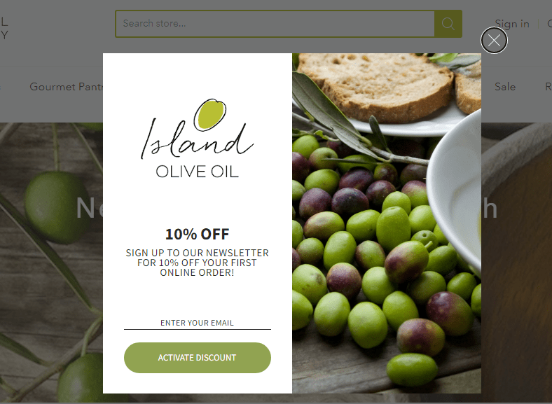 popup for sales promotions