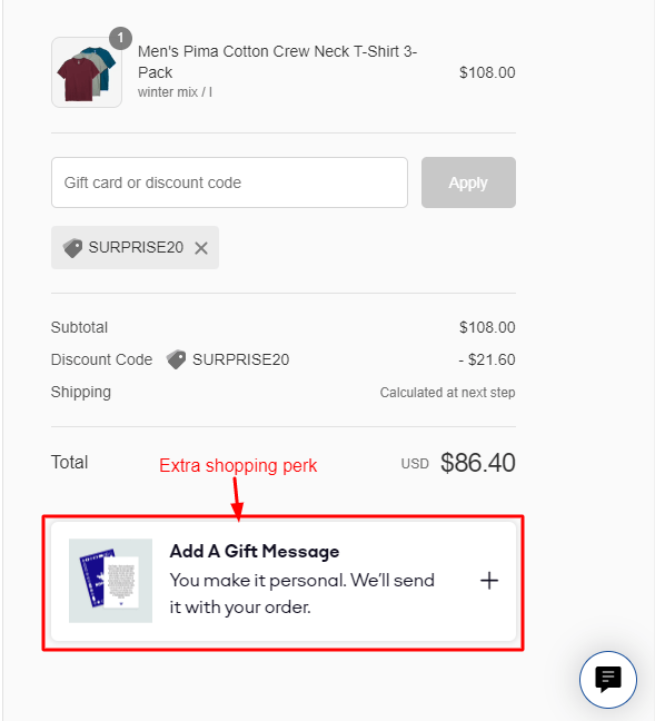 extra perks suggested during checkout