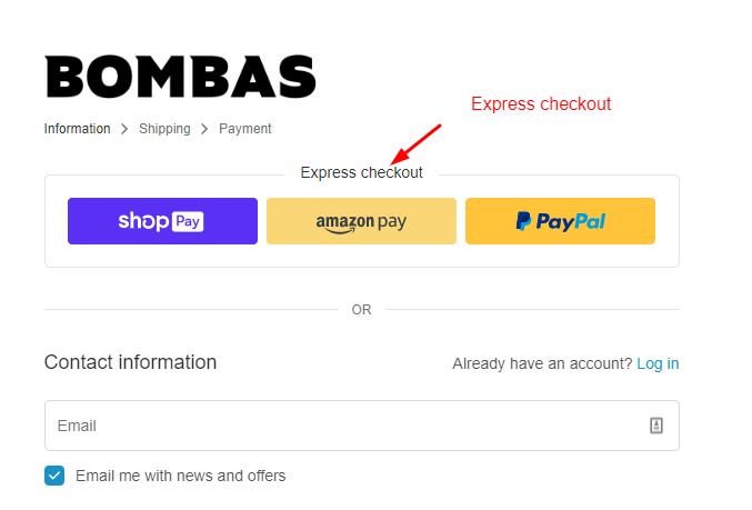 express checkout option