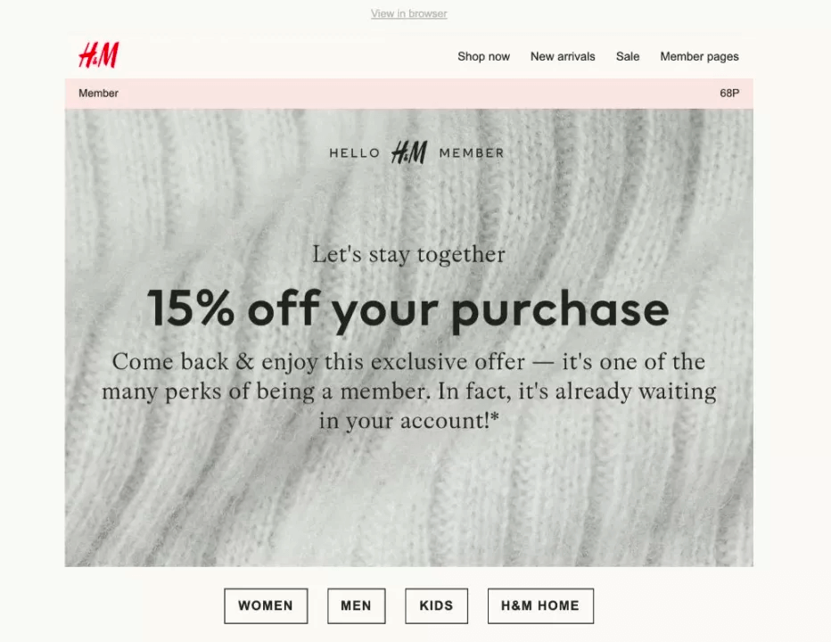 Example of re-engagement (win-back) email