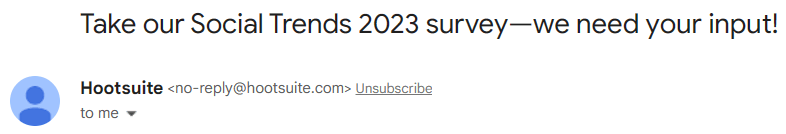 an example of an email asking for the recipient’s input for the annual survey