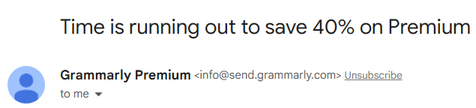 subject line nudging the recipient to upgrade their subscription to Premium at a discounted price