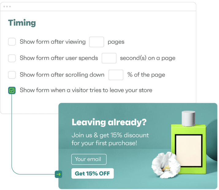 set up timing for popups Omnisend