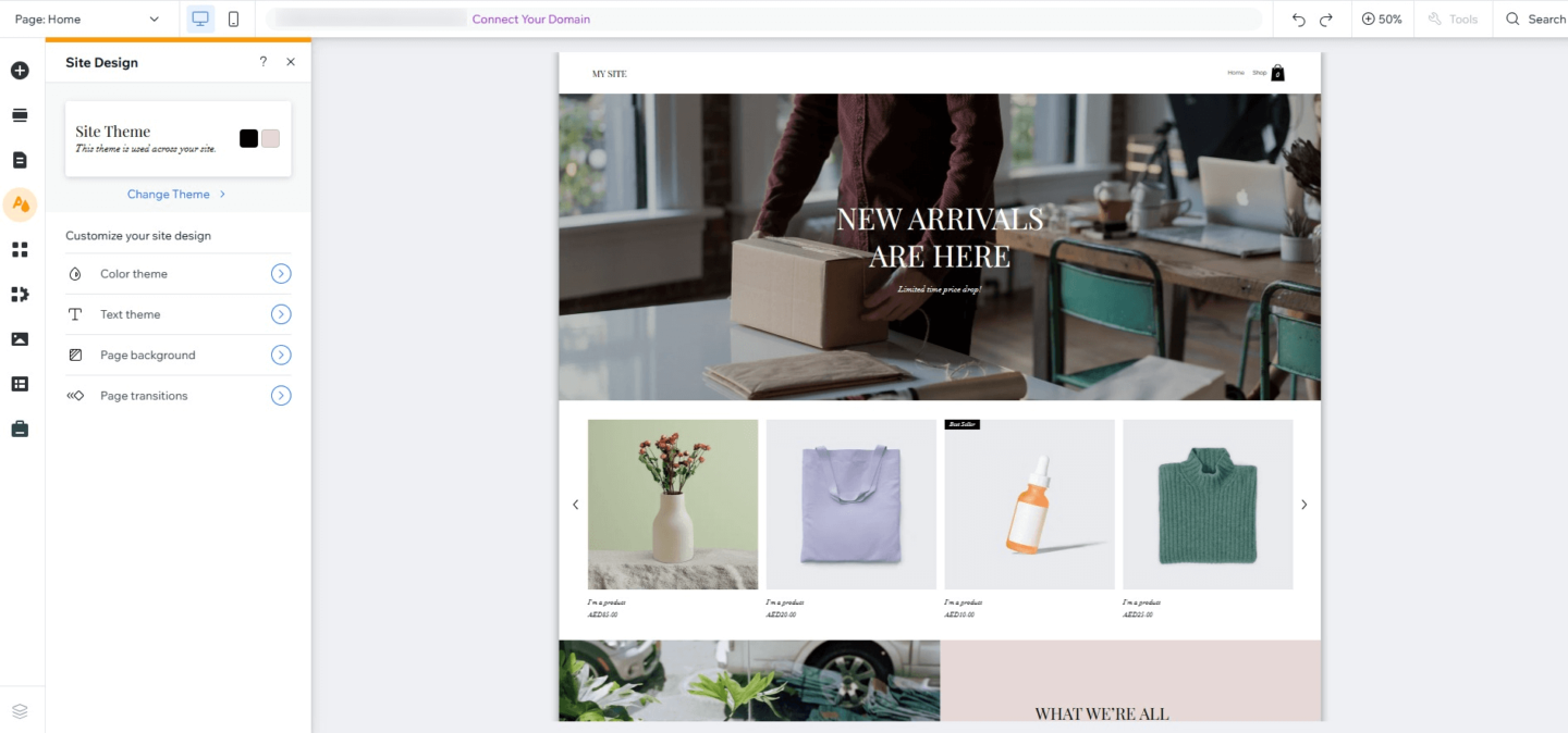 A screenshot of Wix website
