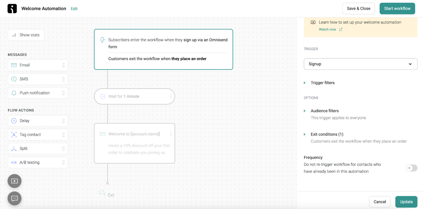 New user registration email with Omnisend