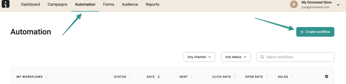 New user registration email with Omnisend