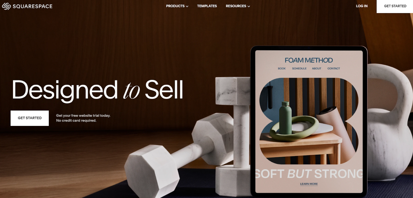 WordPress alternatives: Squarespace homepage