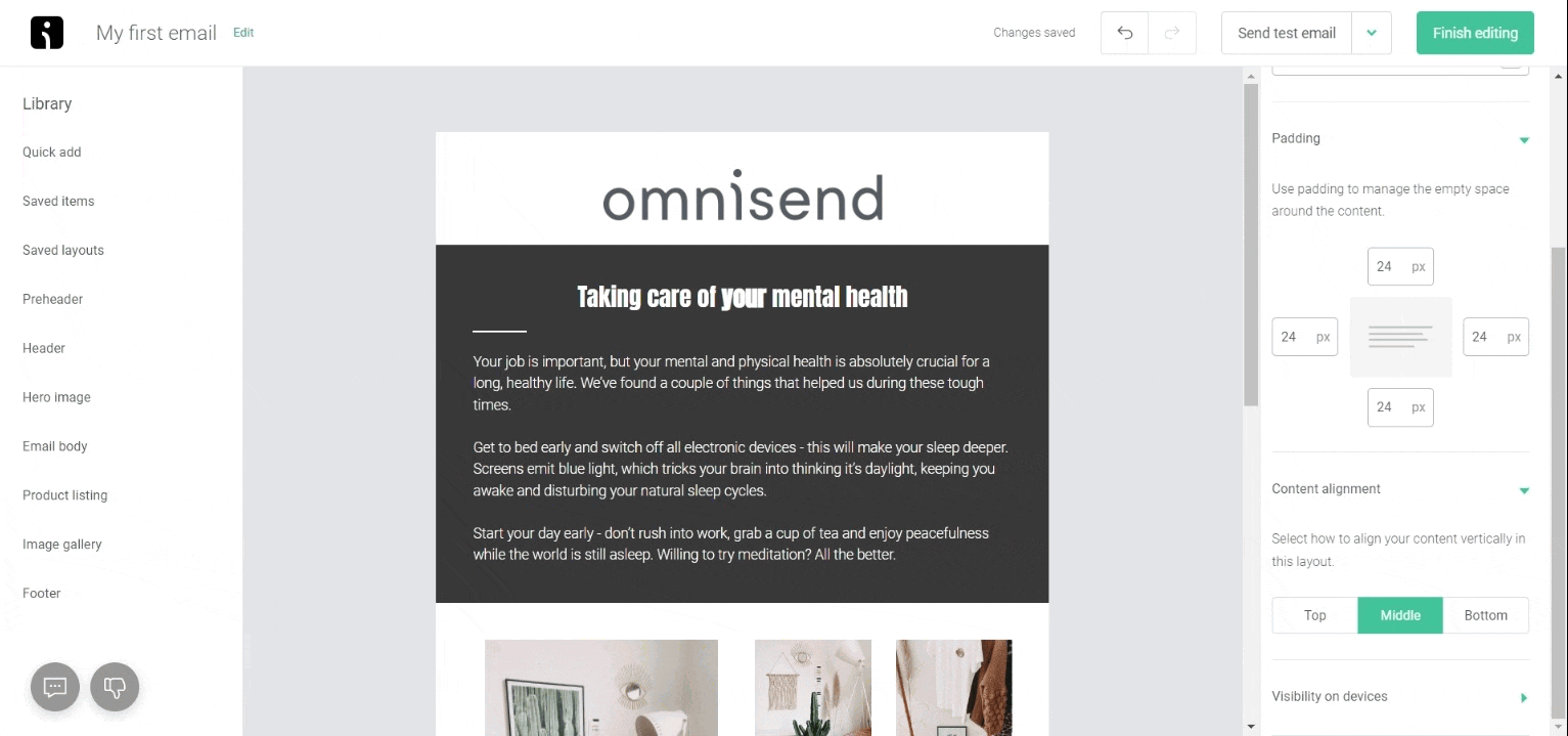 Omnisend email builder