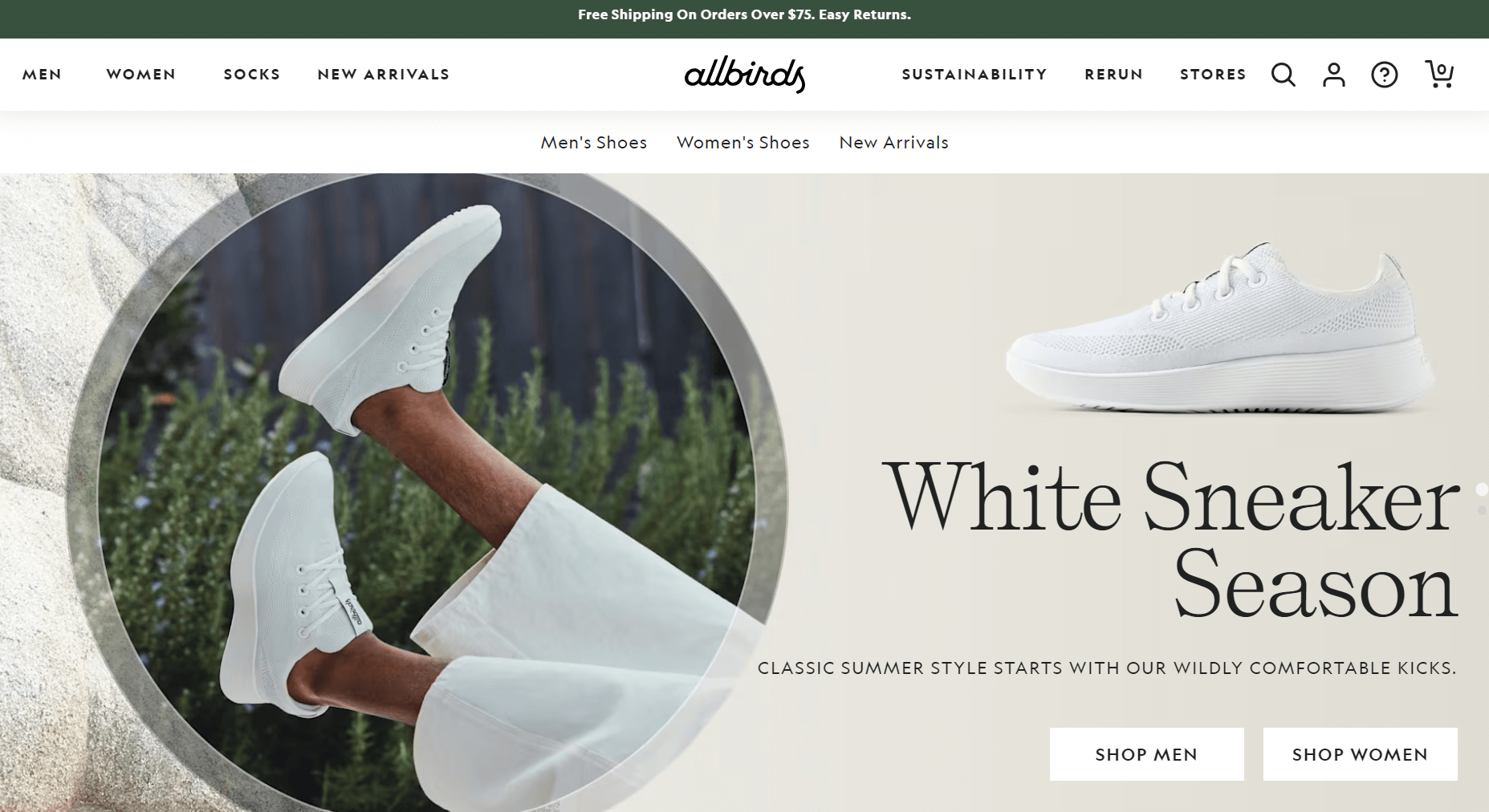 Allbirds homepage