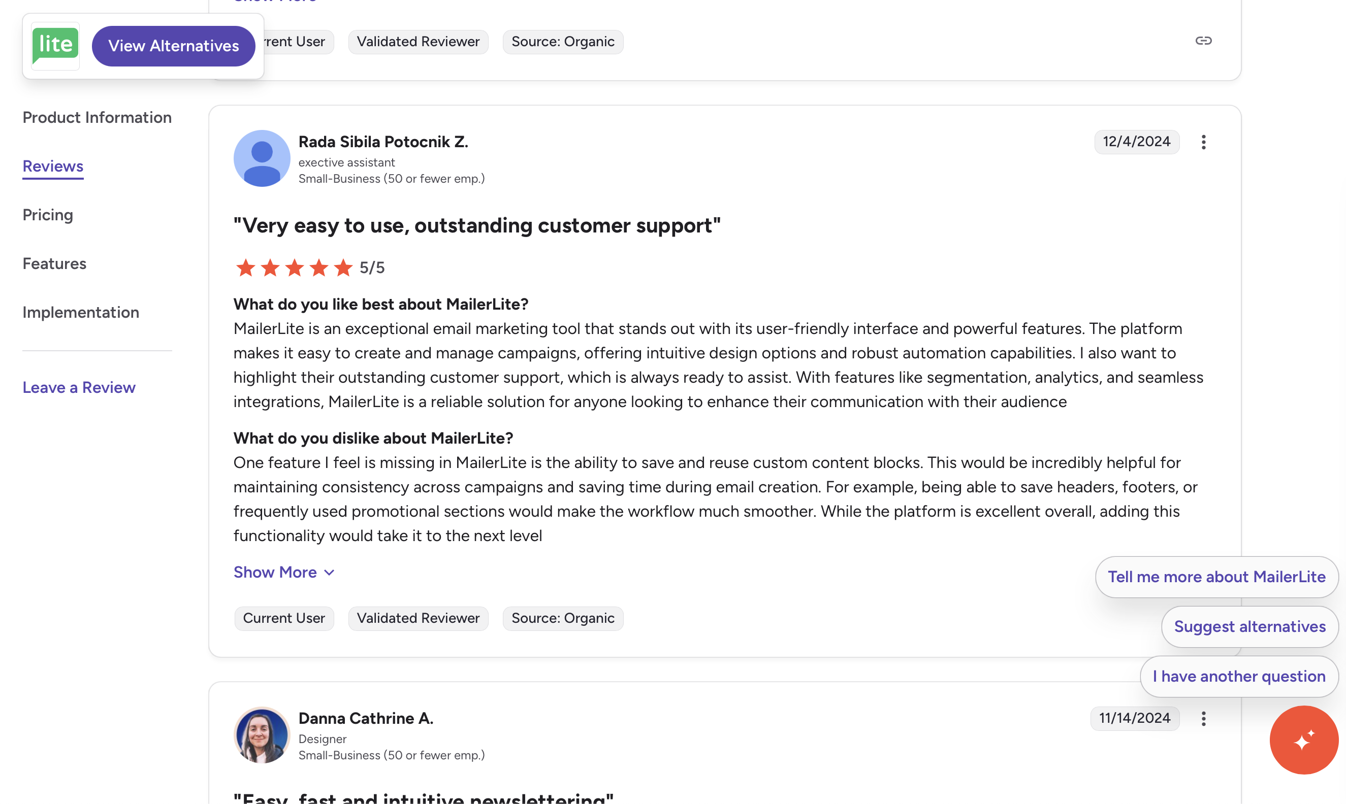 MailerLite user review