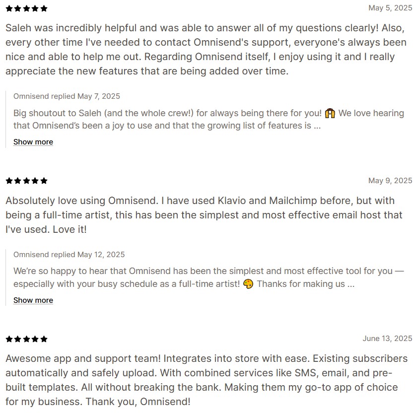 Omnisend reviews