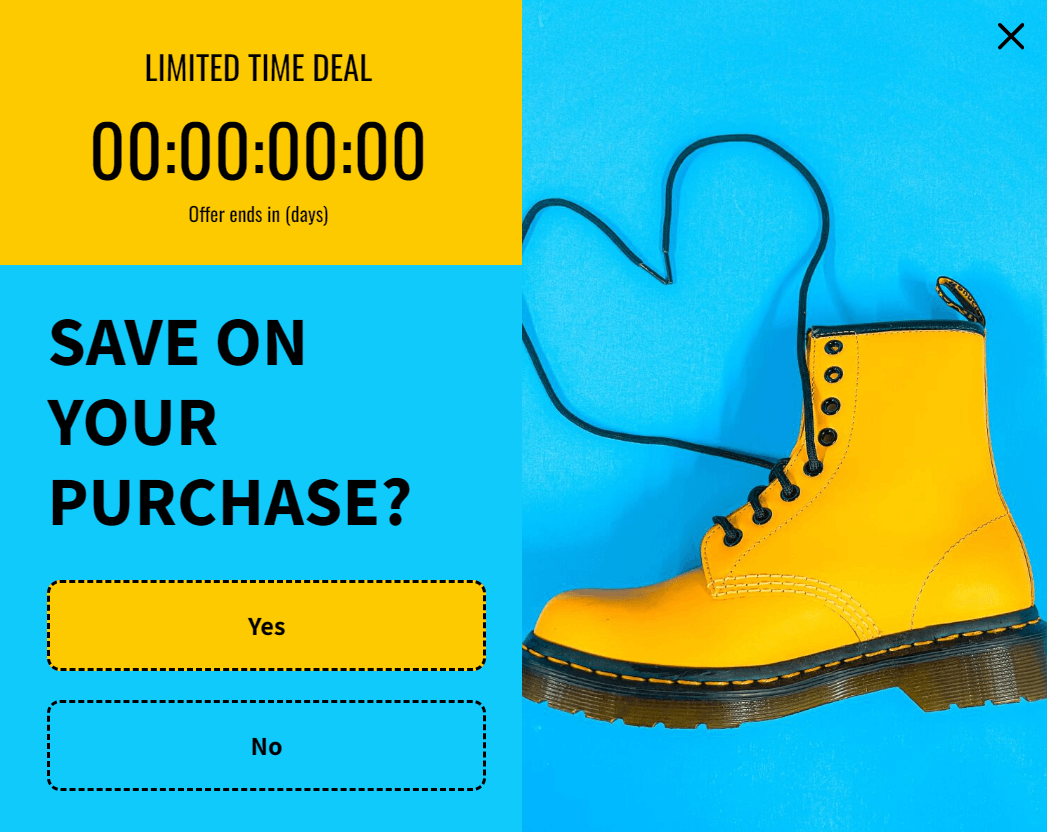 How to add Shopify popup: Step 1 of popup