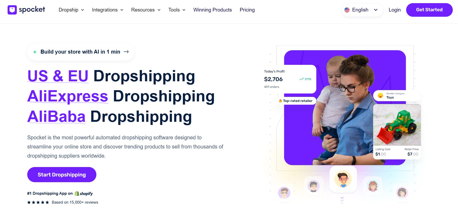 Spocket: US, EU, AliExpress & Alibaba dropshipping made simple
