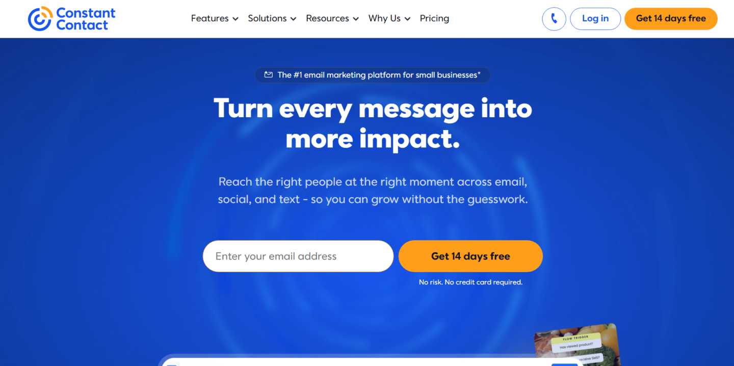 Shopify Email alternatives: Constant Contact home page