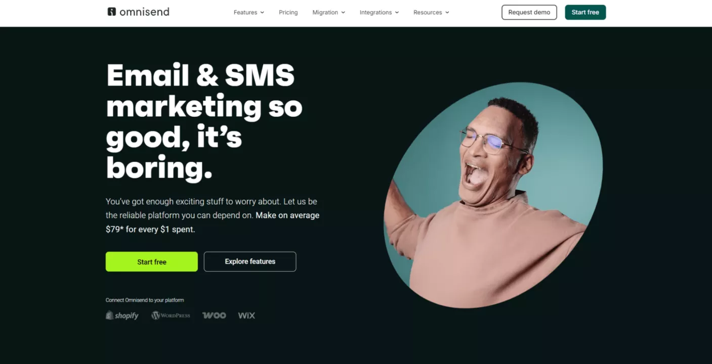 Email automation tools: Omnisend home page