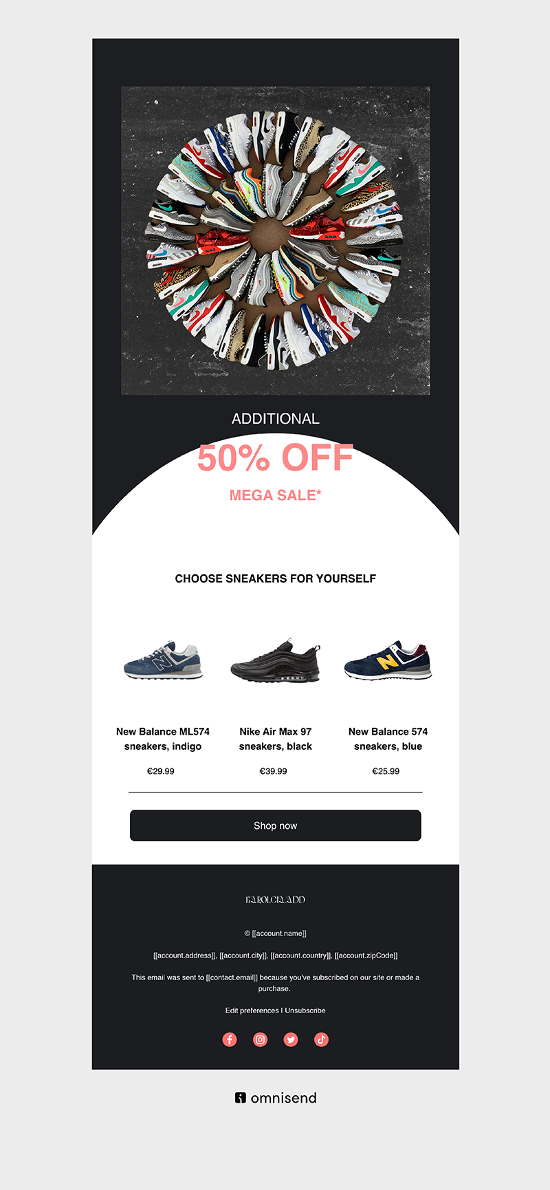 Newsletter template. Shoes