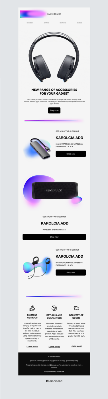Newsletter template. Gadgets