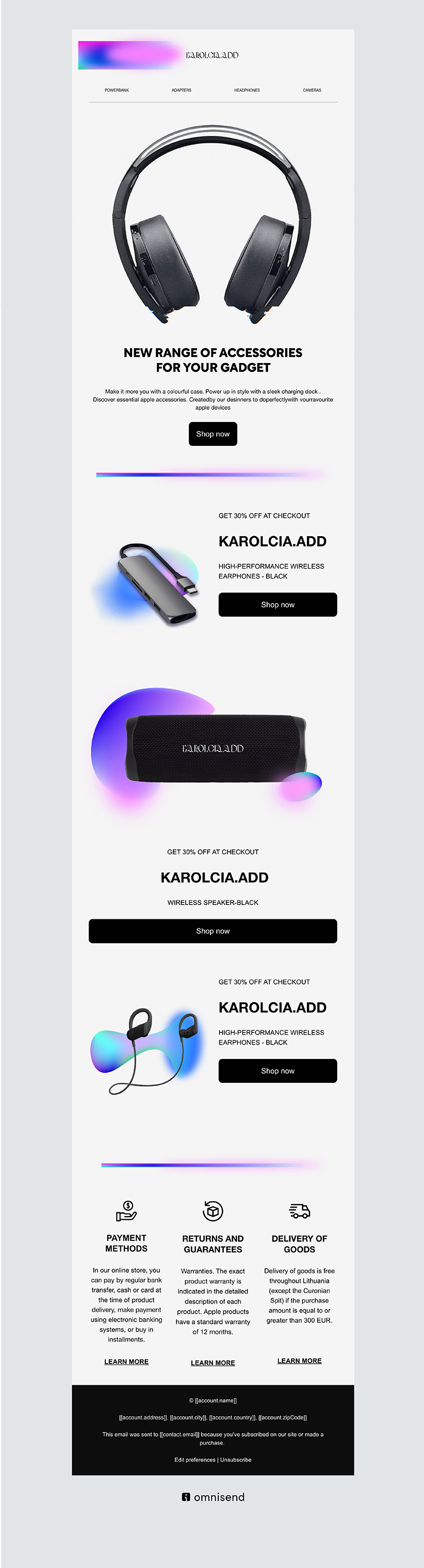 Newsletter template. Gadgets