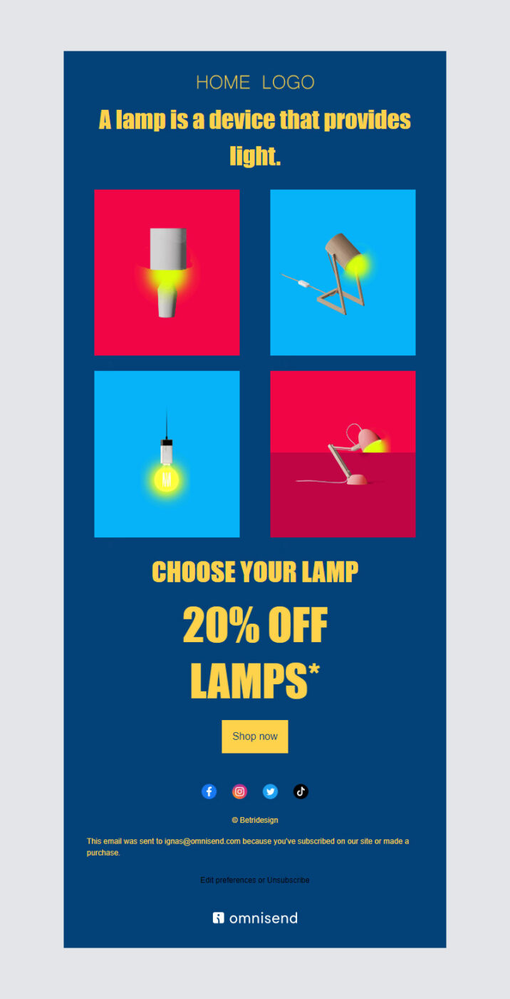 Newsletter template. Home decor